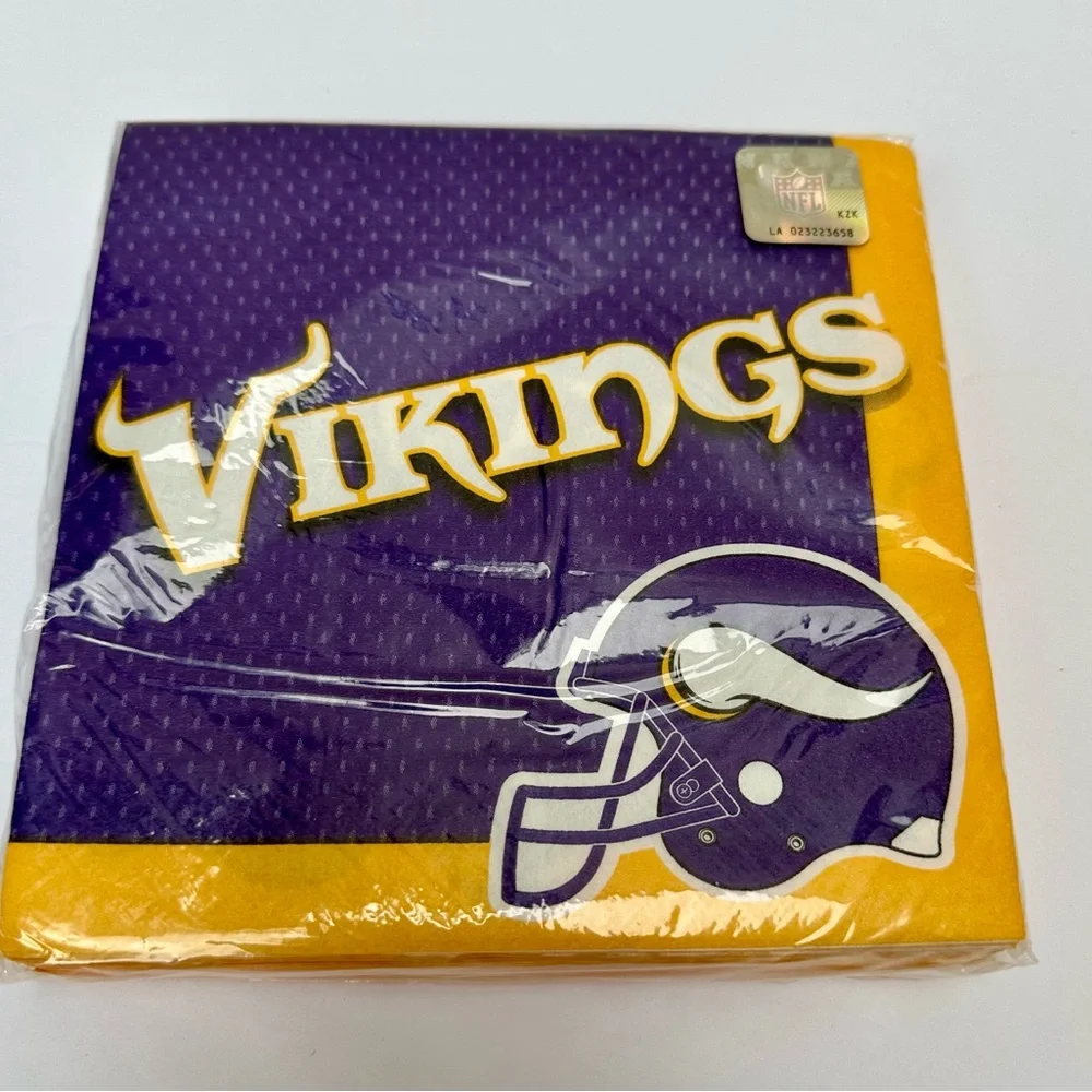 Vikings Paper Napkins Purple Yellow Football Party 2 Packs Skol Fast Ship